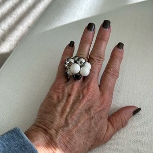 Tutti Frutti Black/White adjustable ring